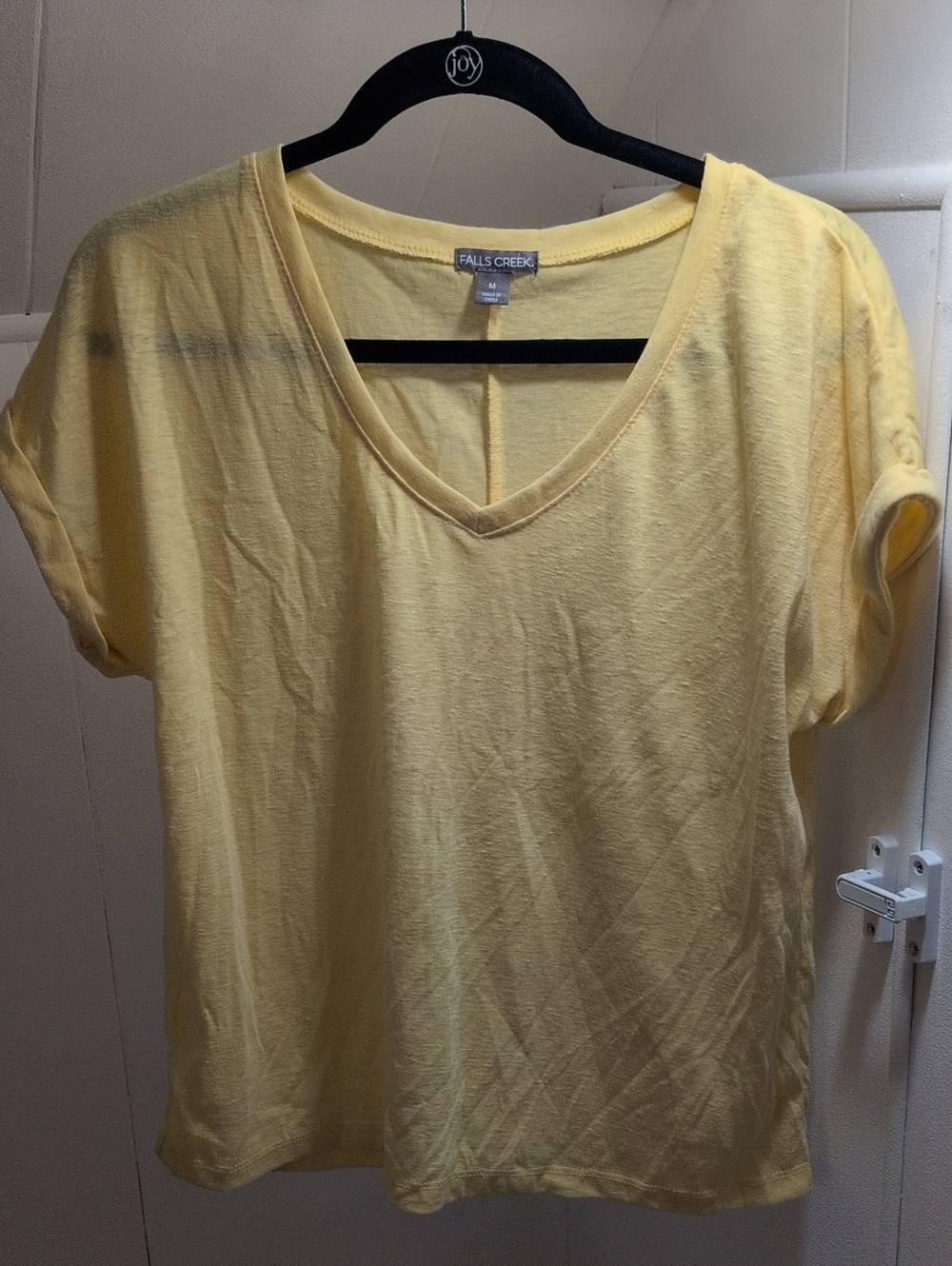 Falls Creek Pale Yellow V-Neck Short Sleeve Tee